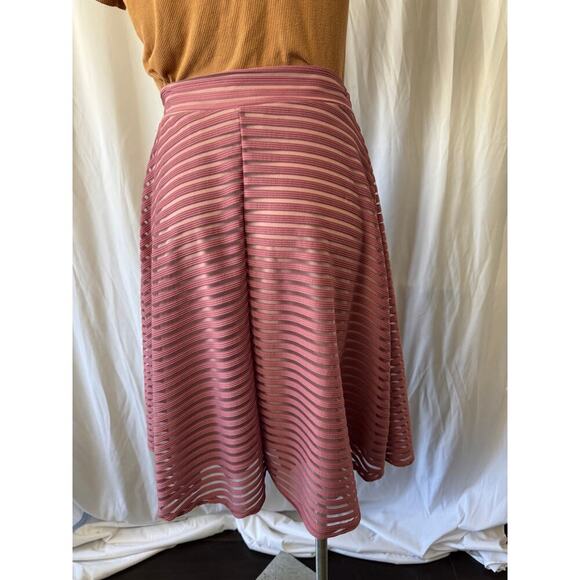 See You Monday Mauve Sheer Striped Midi Skirt - Size M - Picture 3 of 6